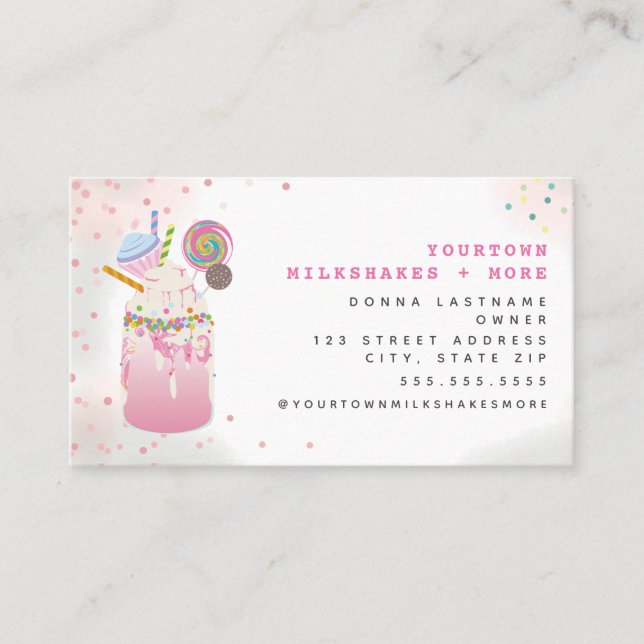 Extreme Milkshake Dessert Candy Restaurant Sweets Business Card (Front)