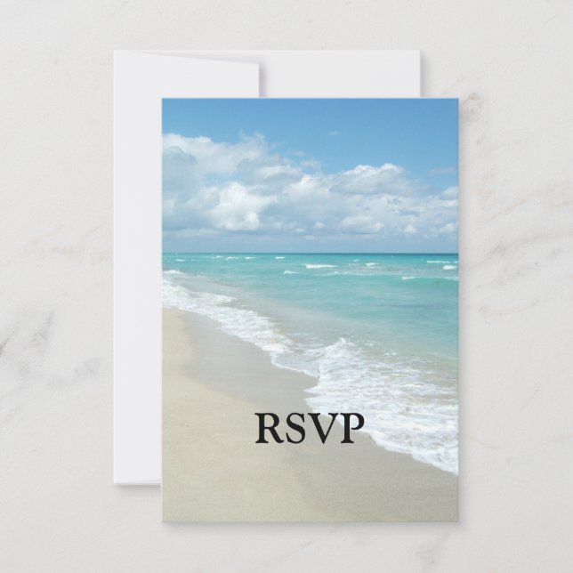 Extreme Relaxation Beach View White Sand RSVP Card (Front)