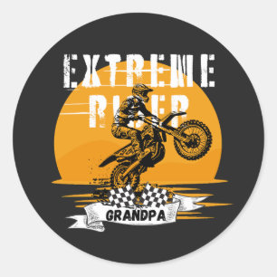 Extreme rider grandpa classic round sticker