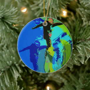 Extreme Riding- Snowboarders  Ceramic Ornament