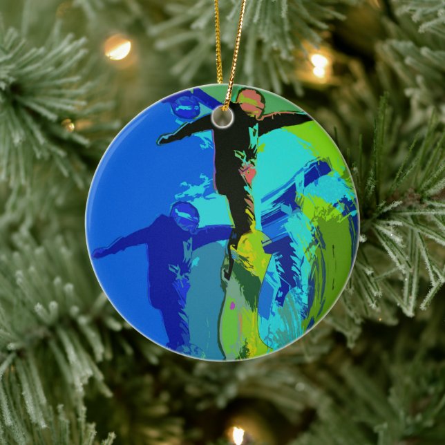Extreme Riding- Snowboarders  Ceramic Ornament (Tree)