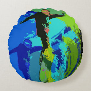 Extreme Riding- Snowboarders  Round Cushion