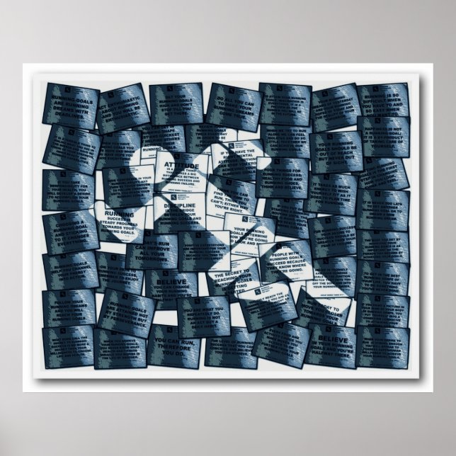 Extreme Running Motivation Posterised in Blue Poster (Front)