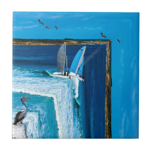 Extreme Sailing Over The Edge, Ceramic Tile
