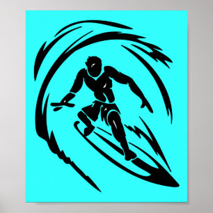 extreme_sport_003 SURFING DUDE TATTOO TRIBAL Poster
