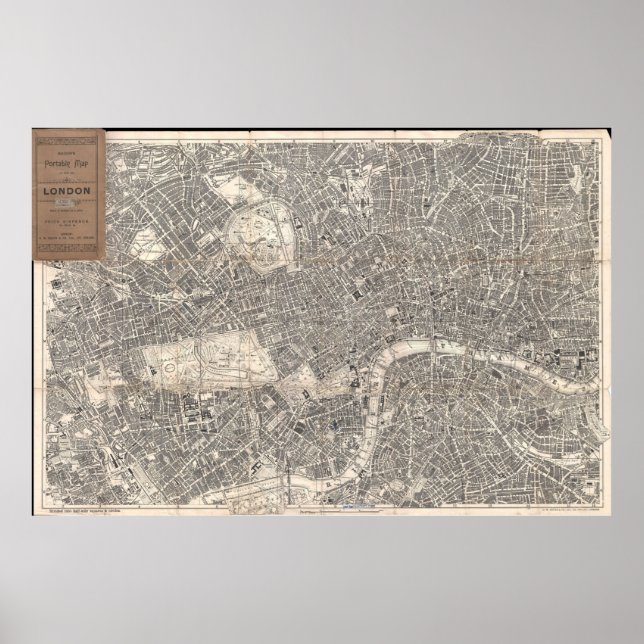 Extremely Detailed Antique Map of London 1899 Poster (Front)