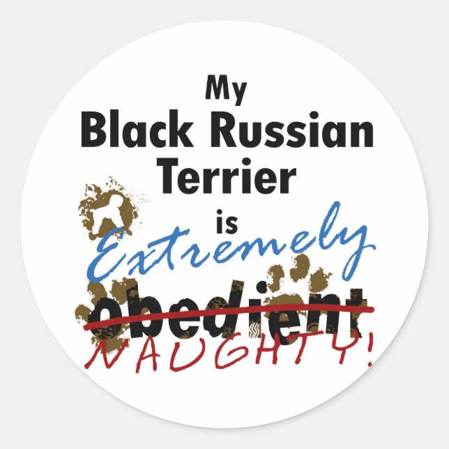 Extremely Naughty Black Russian Terrier Classic Round Sticker (Front)