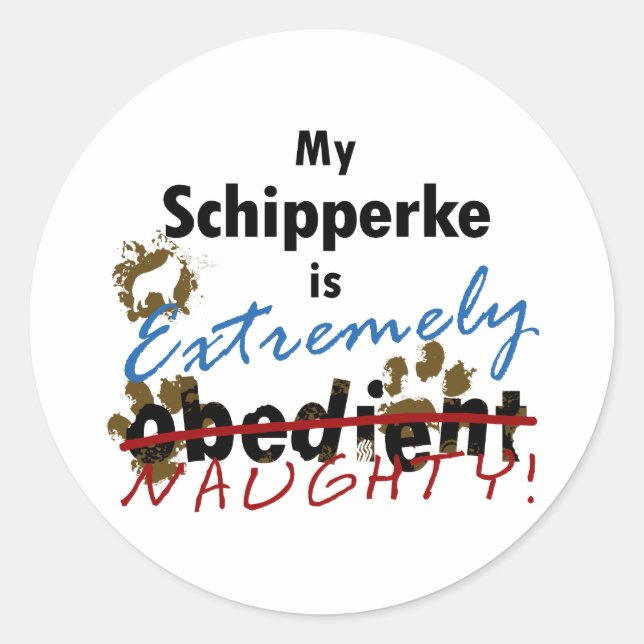 Extremely Naughty Schipperke Classic Round Sticker (Front)