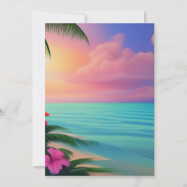 Extremely Realistic secluded Tropical Beach, with  Thank You Card (Front)