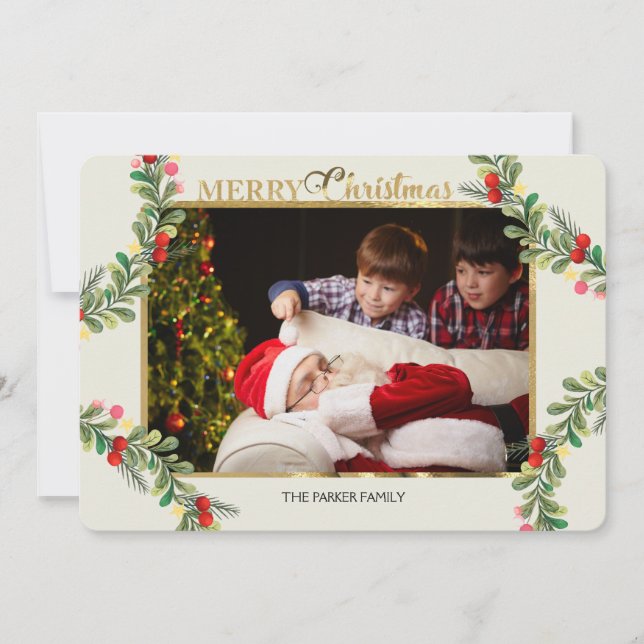 Exuberant Berries Photo Holiday Card Horizontal (Front)