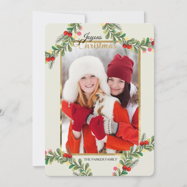 Exuberant Berries Photo Holiday Card Vertical (Front)