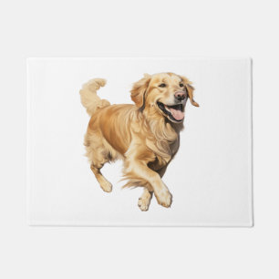 Exuberant Golden Retriever Playtime - Dynamic Dog Doormat