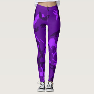 Exuberant Sassy Girl Purple Blacklight Camo Leggings