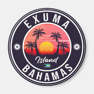 Exuma Bahamas Retro Sunset Vintage Souvenirs Magnet