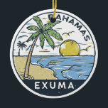 Exuma Bahamas Vintage Ceramic Ornament<br><div class="desc">Exuma vector art design. The largest of the cays is Great Exuma,  which is 37 mi in length and joined to another island,  Little Exuma,  by a small bridge.</div>