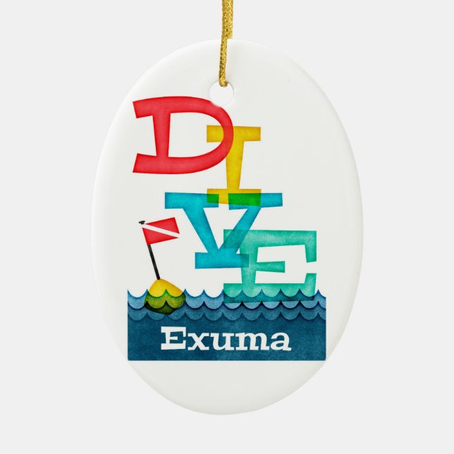 Exuma Dive - Colourful Scuba Ceramic Ornament (Front)