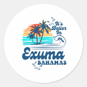 Exuma Hamas Beach Summer Vacation Retro Vintage 80 Classic Round Sticker