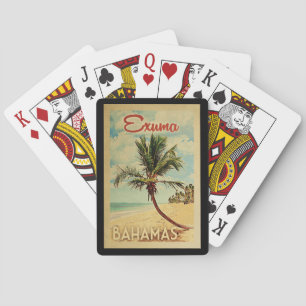 Exuma Palm Tree Vintage Travel Playing Cards