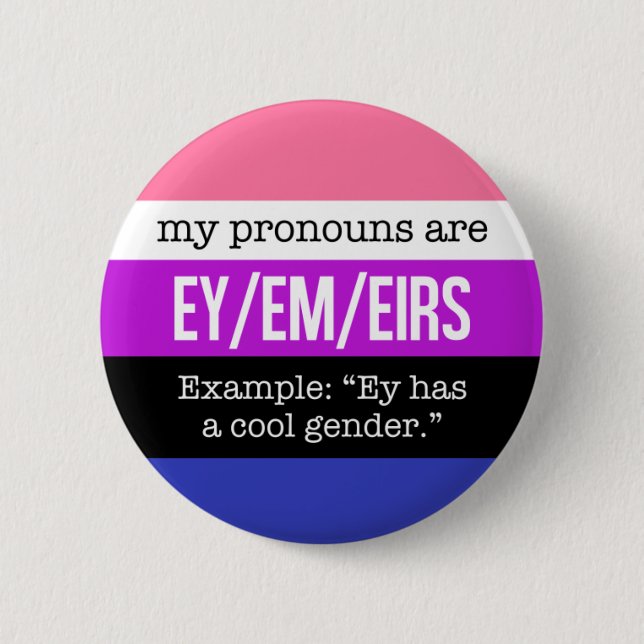 Ey/Em Pronouns – Genderfluid Flag 6 Cm Round Badge (Front)