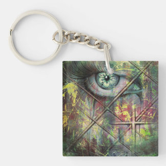 eye abstract key ring