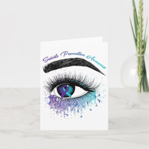 Eye & Teal Purple Ribbon Suicide Prevention Aw Card
