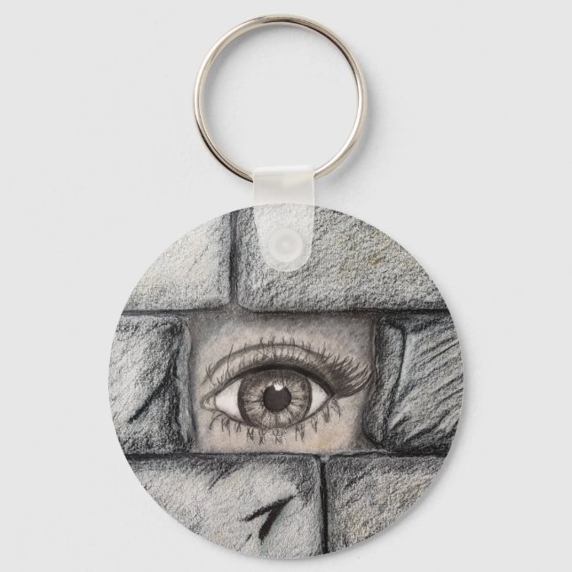 "Eye Behind Wall" Key Ring (Front)