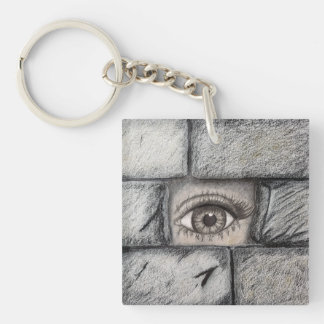 "Eye Behind Wall" Key Ring