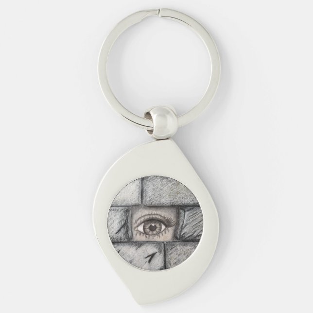 "Eye Behind Wall" Key Ring (Front)