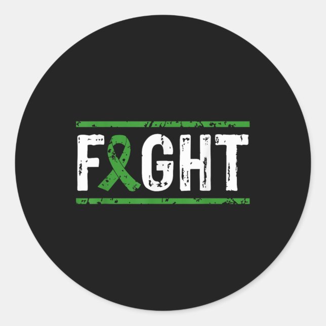 Eye Cancer Awareness Fight Cancer Green Ribbon  Classic Round Sticker (Front)