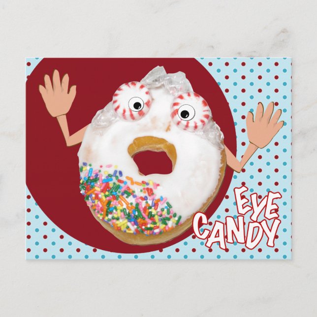'eye candy'  humourous parody postcard (Front)