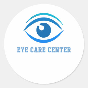 👁 Eye Care Centre Logo Vision Care Clinic 💙 Classic Round Sticker
