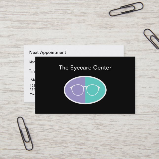 Eye Care Optometrist Appointment Business Cards (Front/Back In Situ)