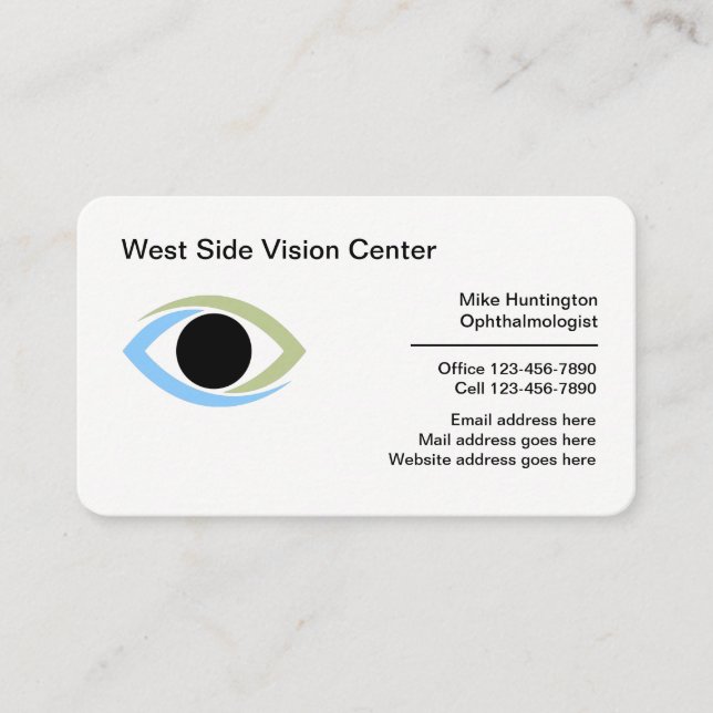 Eye Care Optometrist Business Cards (Front)