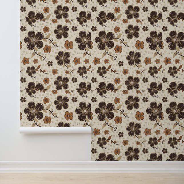 Eye Casing Floral Pattern Artistic Statement Wallpaper (Application)