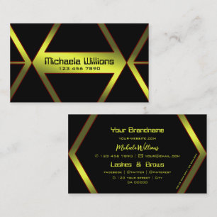 Eye Catcher Black Geometric Yellow Shimmer Modern Business Card