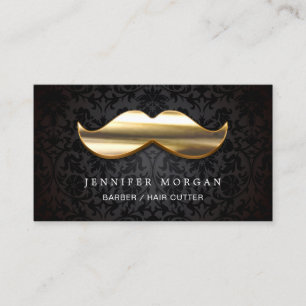 Eye Catching 3D BGold Moustache Barber Hair Cutter Business Card