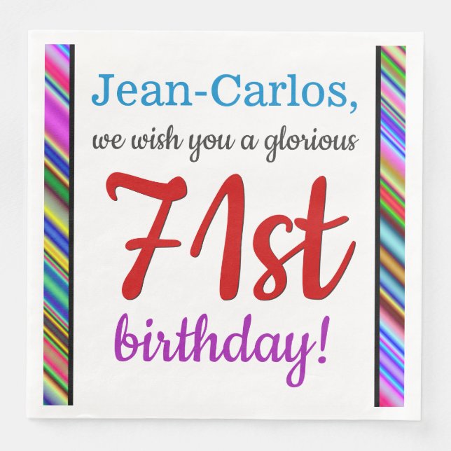 Eye-Catching 71st Birthday Paper Napkins (Front)