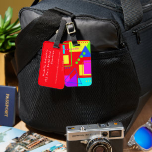 EYE-CATCHING 80S FASHION COLORFUL SHAPE PATTERN LUGGAGE TAG