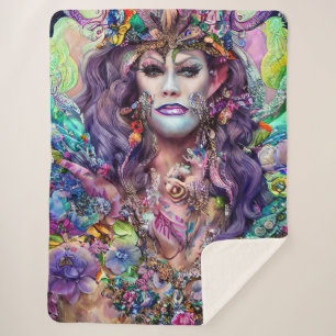 Eye-Catching Abstract Drag Artwork Design Sherpa Blanket