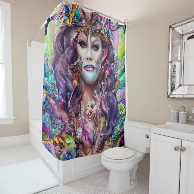 Eye-Catching Abstract Drag Artwork Design Shower Curtain (In Situ)