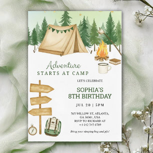 Eye catching birthday Invitation in camping vibe 