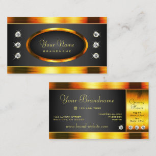 Eye Catching Black and Gold Sparkling Diamonds Business Card