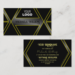 Eye Catching Black and Yellow Flashy with Logo Business Card