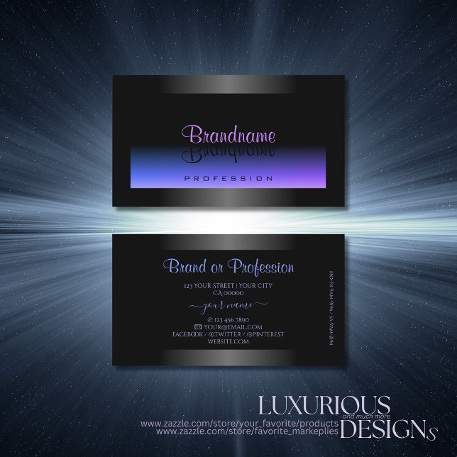 Eye Catching Black Blue and Pink Gradient Business Card (Creator Uploaded)