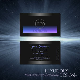 Eye Catching Black Blue Pink Gradient Logo Dark Business Card