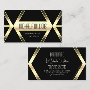 Eye Catching Black Light Golden Geometric Elegant Business Card