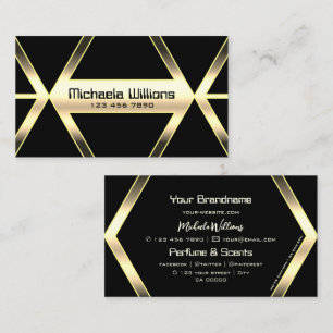 Eye Catching Black Light Golden Geometric Shimmery Business Card