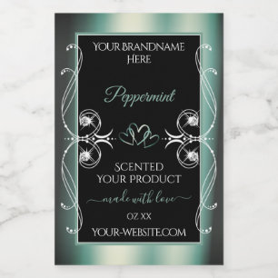 Eye Catching Black Mint Teal Product Labels Jewels
