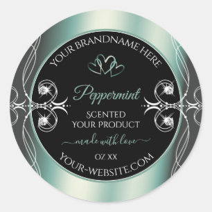 Eye Catching Black Mint Teal Product Labels Jewels