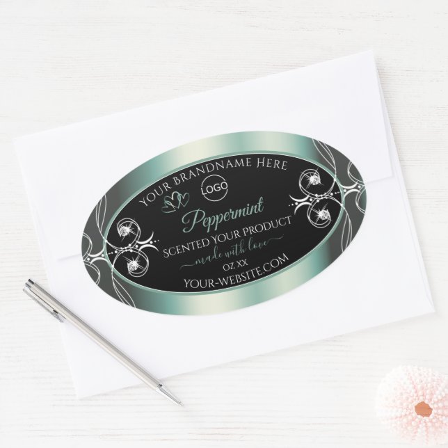 Eye Catching Black Mint Teal Product Labels Logo (Envelope)